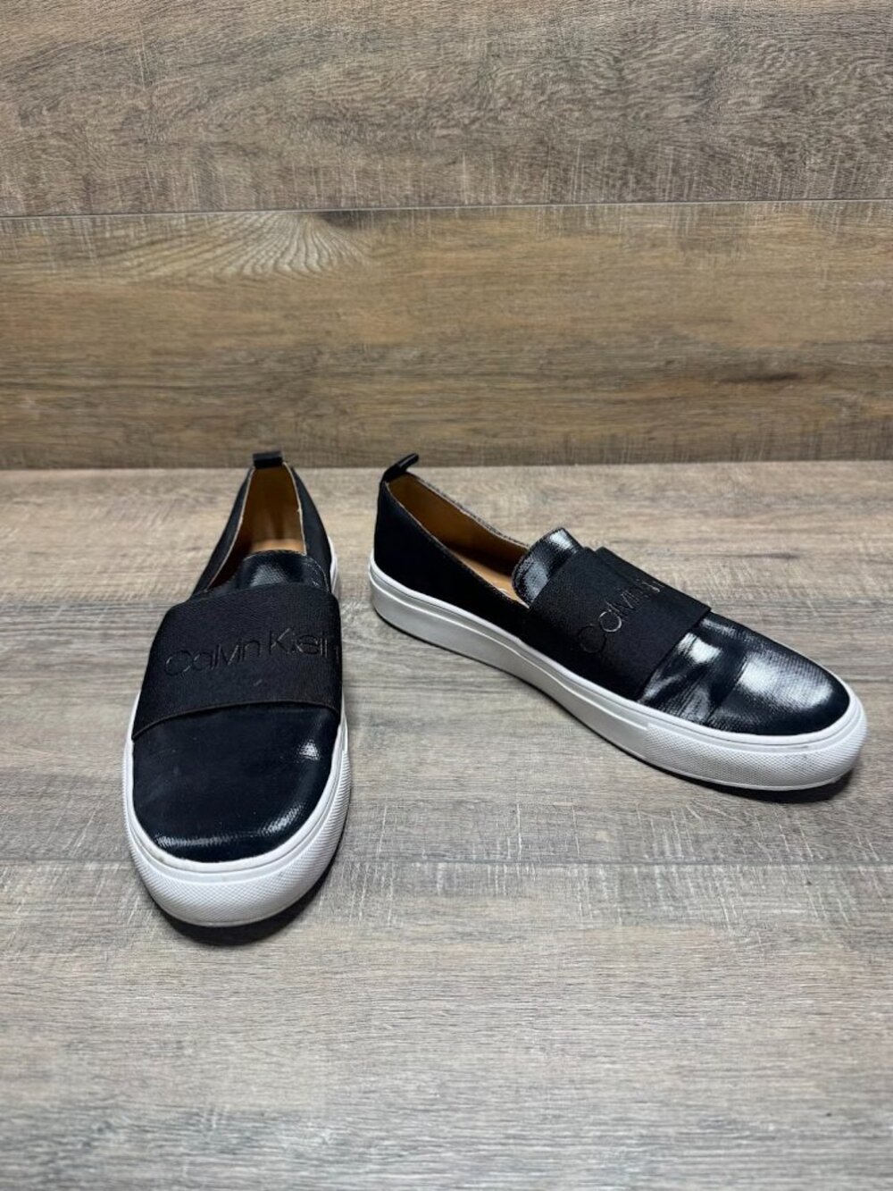 Calvin Klein Jacinta Black Leather Slip On Fashion Sneaker Women's Size 9 - Picture 5 of 6